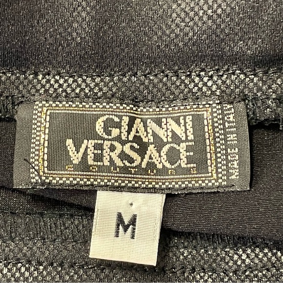 GIANNI VERSACE JEANS COUTURE Vintage 90s Logo Shiny Tube Top in Black - Picture 5 of 5